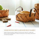 Creative hand-woven round hand-held fruit basket Bread basket wood basket p H4E9