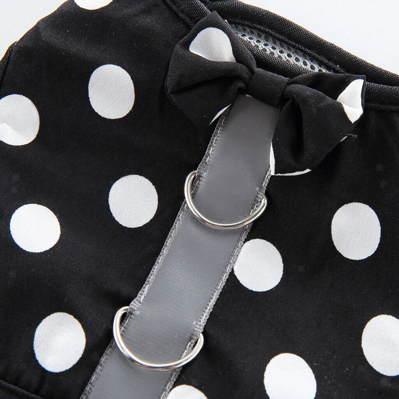 Pet Dog Vest Harness with Hat Pet Costume Party Clothes Round Dot-XS