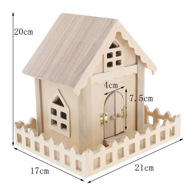 Wooden Bird House Perches Log Cabin for Outdoor / Indoor Hanging Decoration
