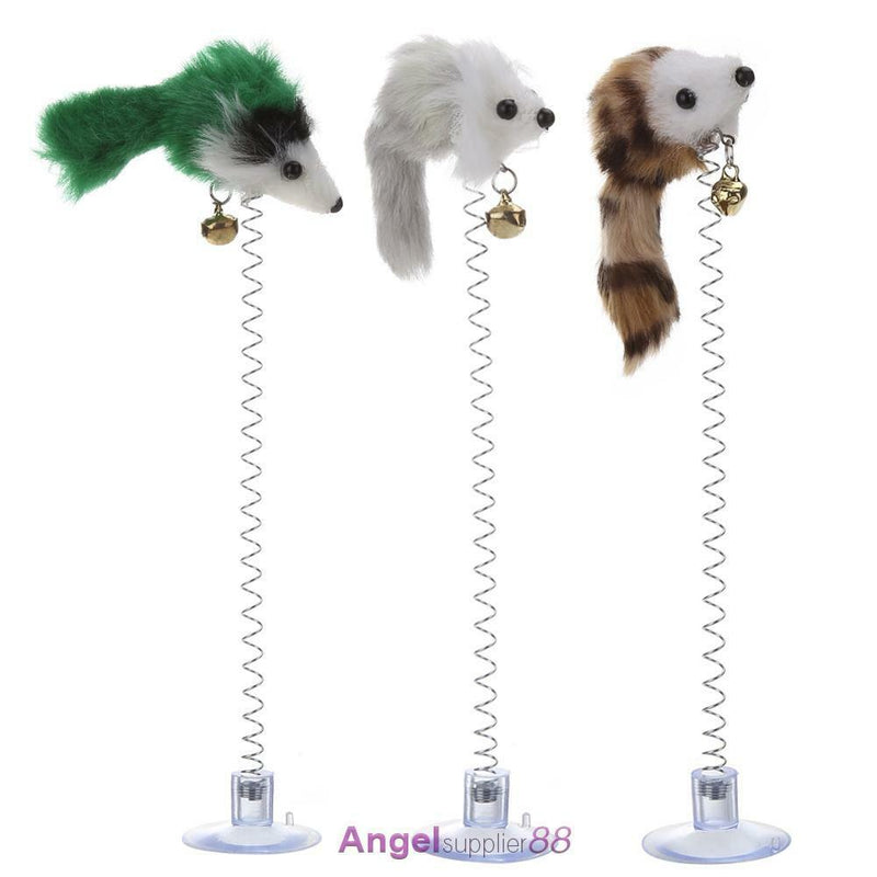 3Pcs Funny Pet Feather False Mouse Bottom Sucker for Cat Playing Scratching Toys