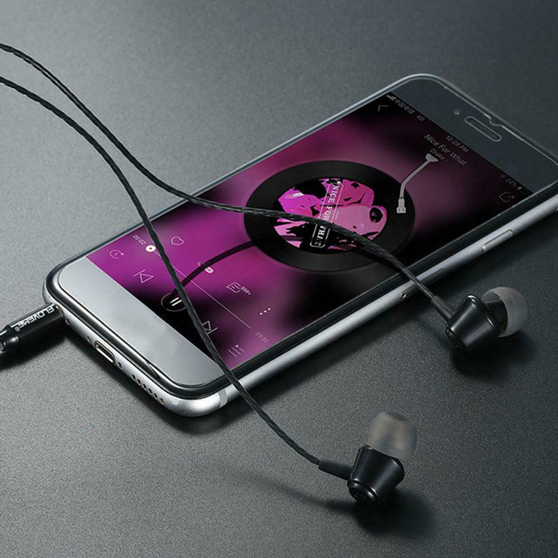 Floveme 1.2m 3.5mm Wired In-Ear Earphone Line Control Bass Earbuds w/o Mic