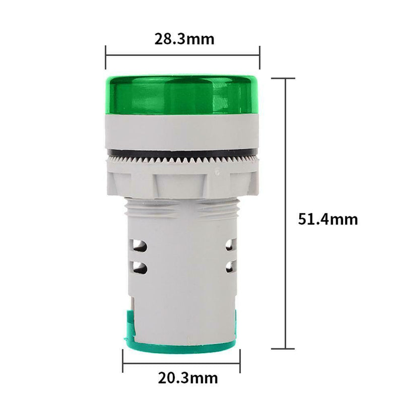 6-100V DC Digital Voltmeter Indicator LED Lamp Round Signal Light (Green)