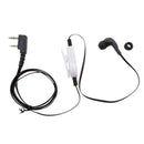 Earpiece Mic Flat Cable Earphone for Walkie Talkie Radio Black