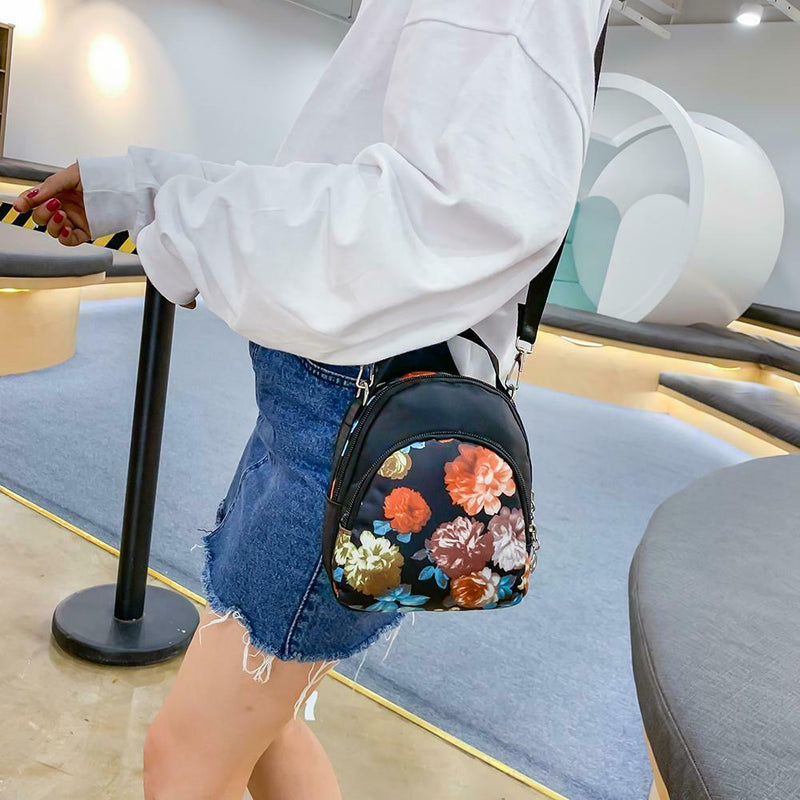 Print Shoulder Messenger Handbags Nylon Women Small Crossbody Bags (Rose)