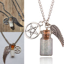 Angel Wing Pentagram Salt Bottle Pendant Supernatural Protection Necklace
