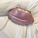 Lips Women PVC Handbags Chain Messenger Bags Shoulder Party Clutch (Pink) SN9F