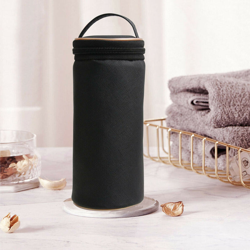 Portable PU Leather Makeup Brushes Holder Cosmetic Tools Organizer (Black) A