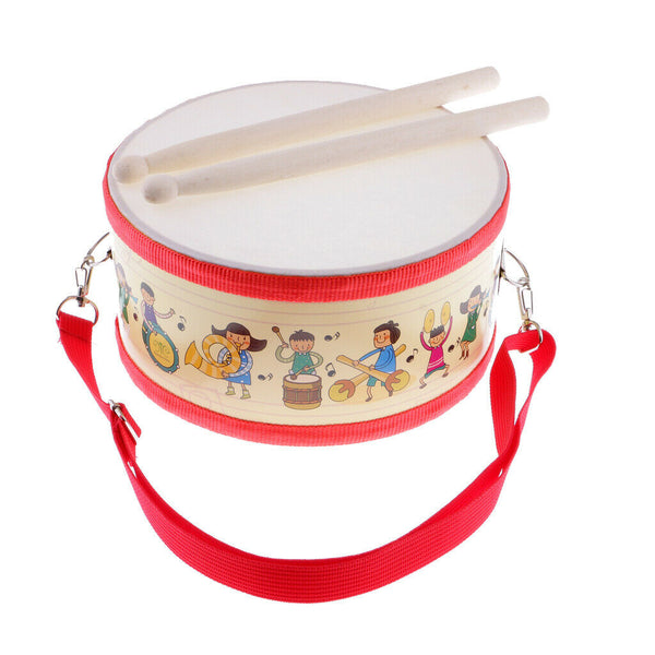 1 Set Hand Percussion Snare Drum with Wood Sticks for Kids Musical Toys