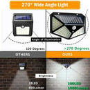 100 LED Solar Power Wall Light Intelligent Light-sensing Control 120 degree D6R5
