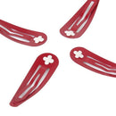 50pcs Red Hair Snap Clips w/ Pads Craft Bow 50mm V5M3