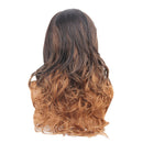 Ombre Brown Synthetic Long Curly Two Tone Wig Dark Roots Women Party Daily