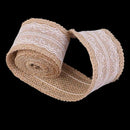 1 Metre Of Natural Hessian Ribbon With Lace Detai (6Cm) B7Z8