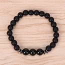 Black Tourmaline Matte Agate Stone Protection Yoga Beaded Stretch Bracelet ME