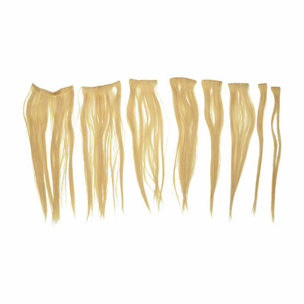 8x 22" #60 Lightest Blonde Straight Full Head Clip In Synthetic Hair Extens G9X1