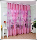 Door Window Floral Leaf Voile Cortina Jacquard Drape Curtain Valance Purple