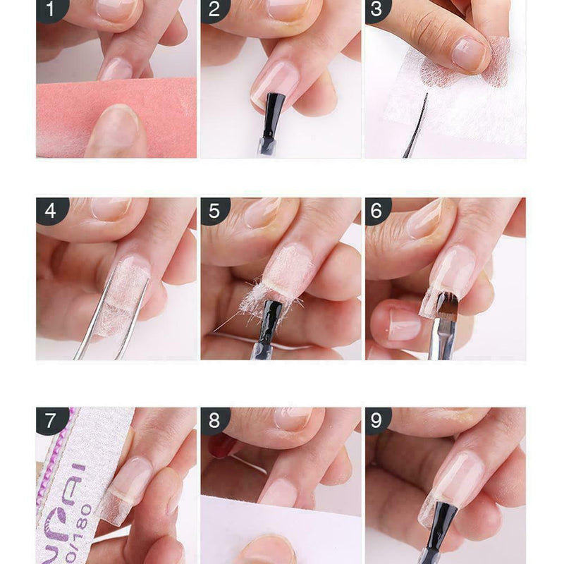 10X Nail Form Fiber Glass Nail Art Fiberglass Non-woven Extension Silk Tips Y3O3