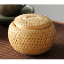 Natural Round Bamboo Tea Box Candy Dried Foods Jar Container Storage M