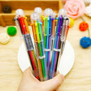 4Pcs Multi-color 6 in 1 Color Ballpoint Pen Ball Point Pens Kids School Supply