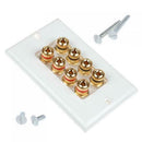 Speaker Cable Wall Plate for 4 Speakers 8 Bna Plugs
