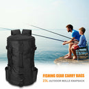 Large Fishing Tackle Backpack Cylindrical Fishing Gear Storage Bags (Black)