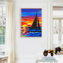 Full Drill Round Diamond Painting Sailboat Cross Stitch Embroidery Mosaic