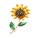Womens Brooch Pin Sunflower Alloy Enamel Inlay Crystal Dress Shirt Suit Sweater
