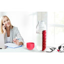 600ML Plastic 2 In 1 Combine Daily Pill Box Drinking Bottles Cups(Red)
