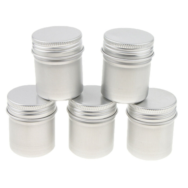 5 Pack 50ml Aluminum Metal Tins Containers with Screw Lid - Great for Spices,