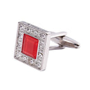 Mens Red Square Cufflinks Wedding Party