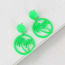 Fashion Simple Hollow Coconut Earrings Simple Fluorescent Earrings Rose Red
