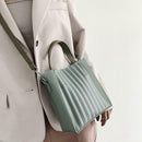 Stripe Messenger PU Leather Crossbody Handbags Women Shoulder Bags (Green) A