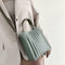 Stripe Messenger PU Leather Crossbody Handbags Women Shoulder Bags (Green) A
