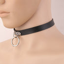 Chic Collar Punk Goth Charm O-Ring Choker Belt Necklace PU Leather Neck Ring