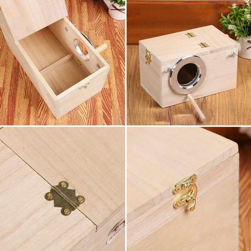 Solid Wooden Bird Feeder Budgerigar Parrot Breeding Box Bird Nest Cage Incu