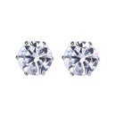 Stainless Steel Round Womens Stud Earrings Cubic Zirconia Inlaid 3mm-8mm 6 PaMO