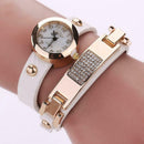 Douya Round Dial Quartz Watch Women Rhinestone Bracelet Wristwatch (White) A