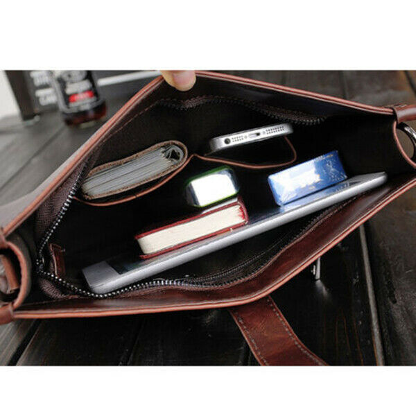Men's Leather Shoulder Bag Messenger Crossbody Tablet Bags Handbag Satchel U3X8