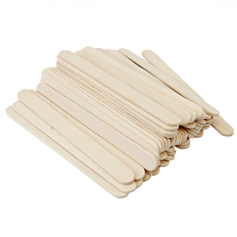 100 Pcs Disposable Wax Waxing Wooden Body Hair Removal Stick Applicator Spatula