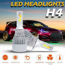1 Pair H4 LED Car Headlight Bulbs 8000LM 6000k+3000k COB Auto Headlamp Bulbs