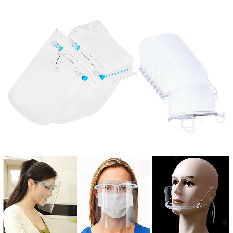 Set of 10 Face  Guard Clear Goggles Face Cover Mouth  Windproof