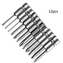 12pcs High Quality 1/4"  50MM PH00-PH2 Magnetic Cross Head Screwdriver Set