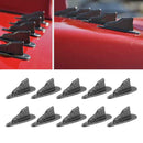 10Pc Black ABS EVO-Style Shark Fin Wing Roof Spoiler Kit Vortex Generator