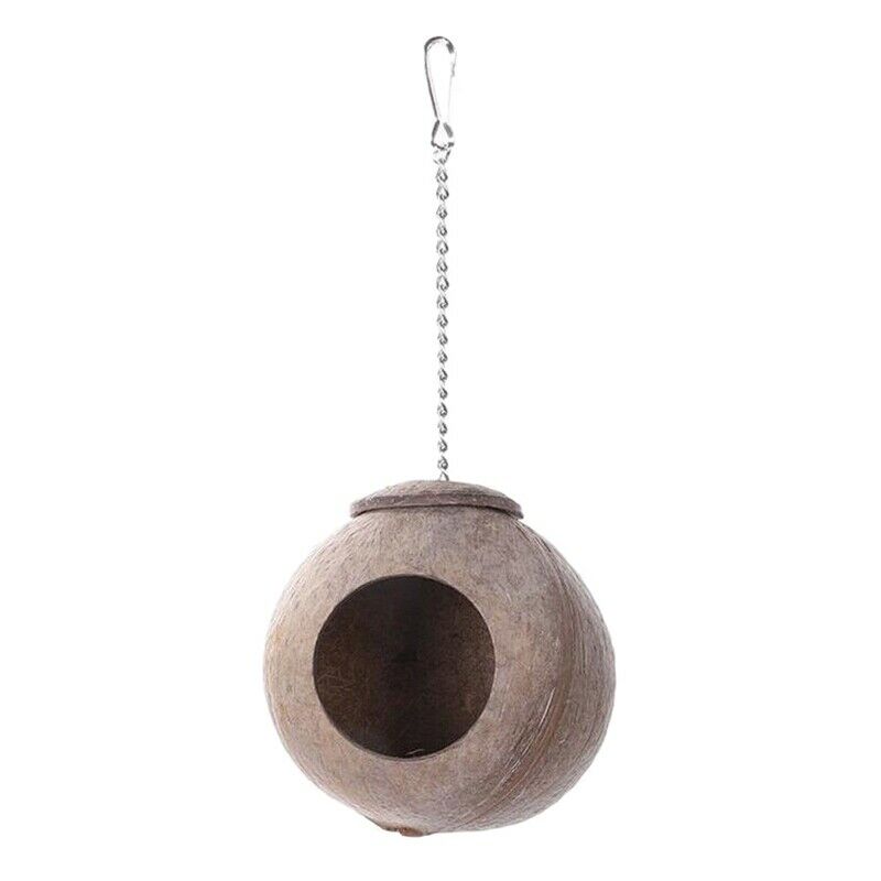 Natural Coconut Shell Bird Nest House Hut For Pet Parrot Budgies Parakeet C D4X9