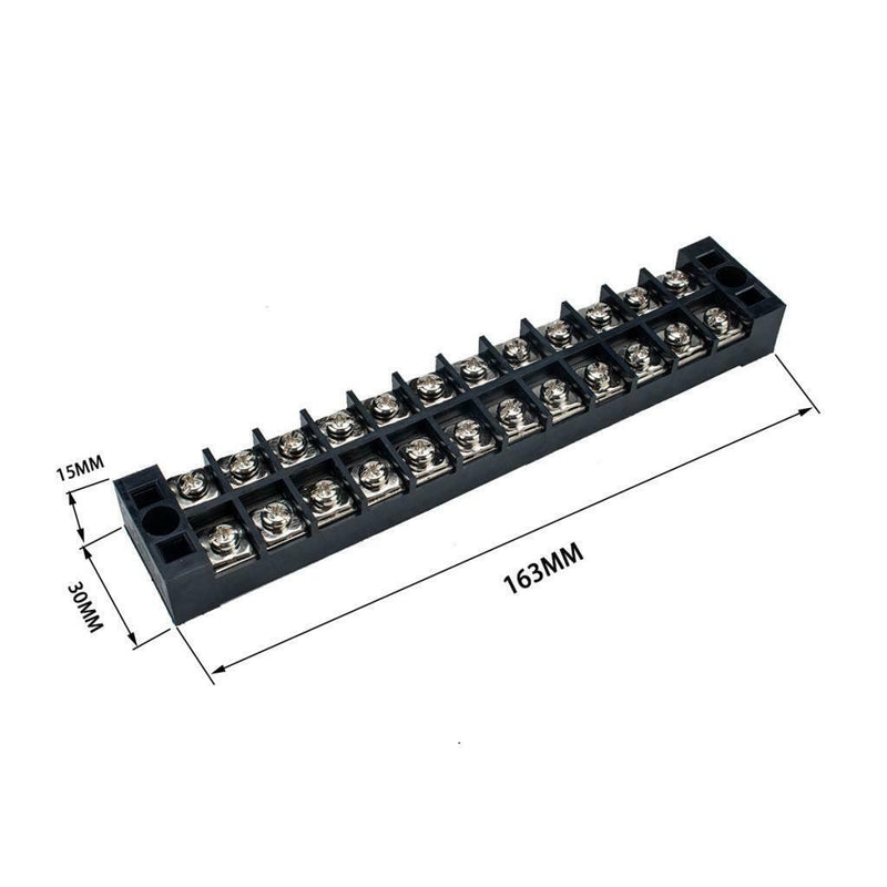 5Pcs Dual Row 12-Position Screw Terminal Electric Barrier Strip Block 25A 600V