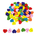 100pcs Colorful Wood Love Heart Buttons Embellishment Sewing Craft 11x12.5mm