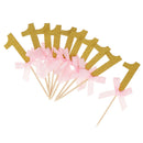 24pcs/Set Glitter one Cake Picks Cupcake Toppers for Girls Birthday Party
