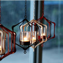 Wall Hanging Moroccan Wire Hollow Wedding Candle Holder Lantern D - Black