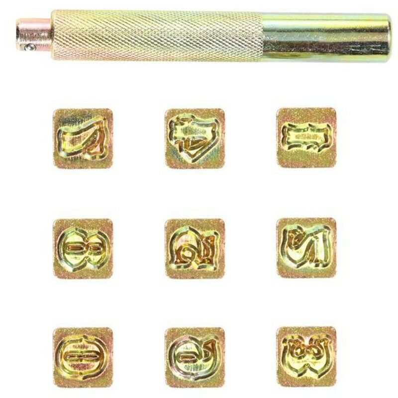 9Pcs Digital Leather Stamping Printing Punching Tool Metal Stamp Set Leathe Y6M5