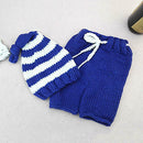 Newborn Baby Photography Props 2pcs Costume Knitted Striped Pants with Hat