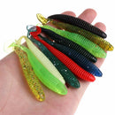 10pcs/set 8.5cm Fishing Lures Worm Soft Silicone T Tail Swimming Bass Bait 2.4g